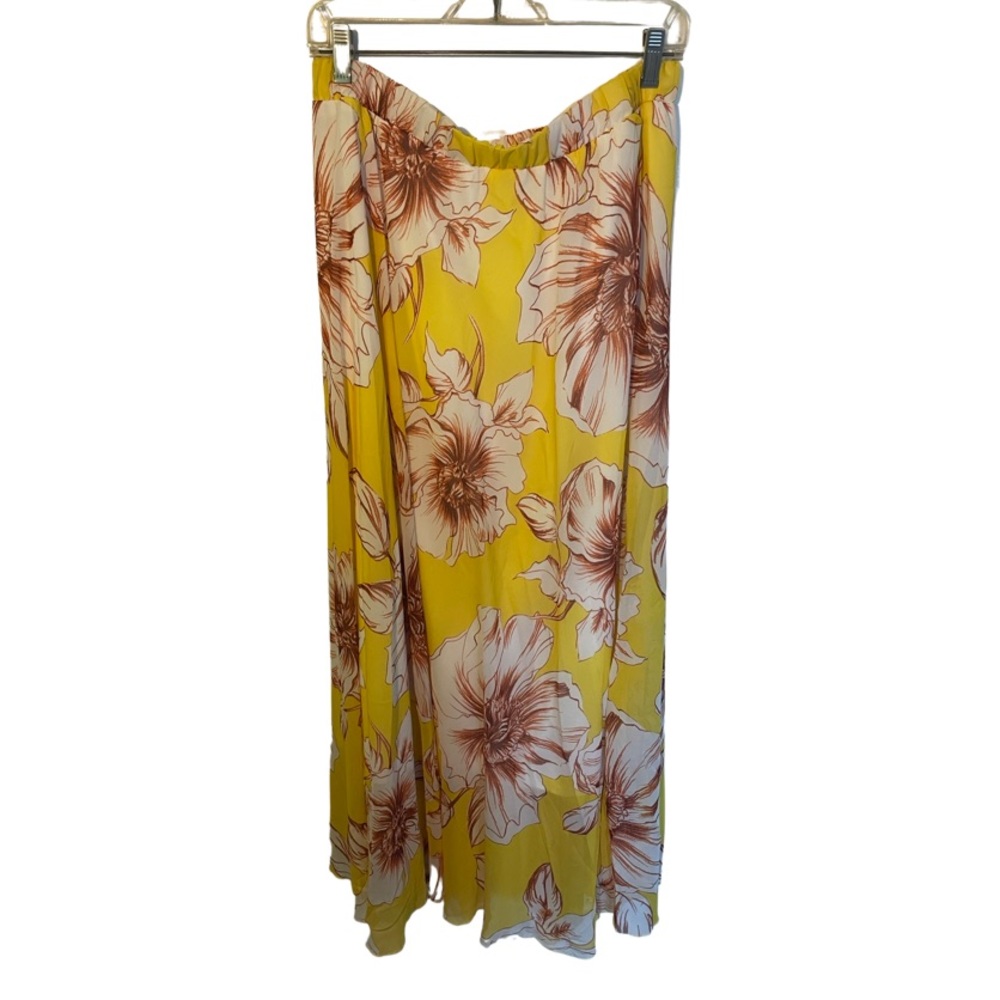 Yellow floral maxi skirt